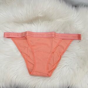 VICTORIAS SECRET LOGO WAISTBAND STRETCH COTTON TANGA BIKINI PANTY UNDERWEAR. NWT
